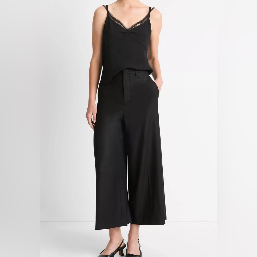 Vince Italian Wool-Blend Flannel Mid-Rise Culotte Sz 10